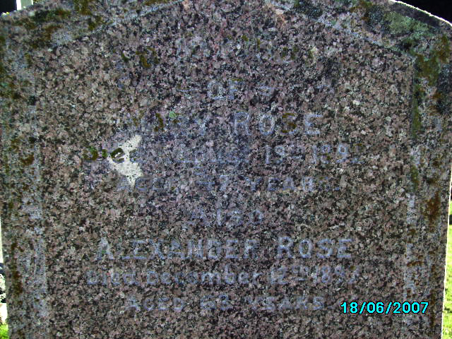 Photo of headstones/Mary Rose d1892 hdstn Geraldine cem NZ